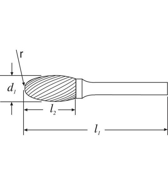 ROTARY BURR 8MM OVAL 6MM SHAFT