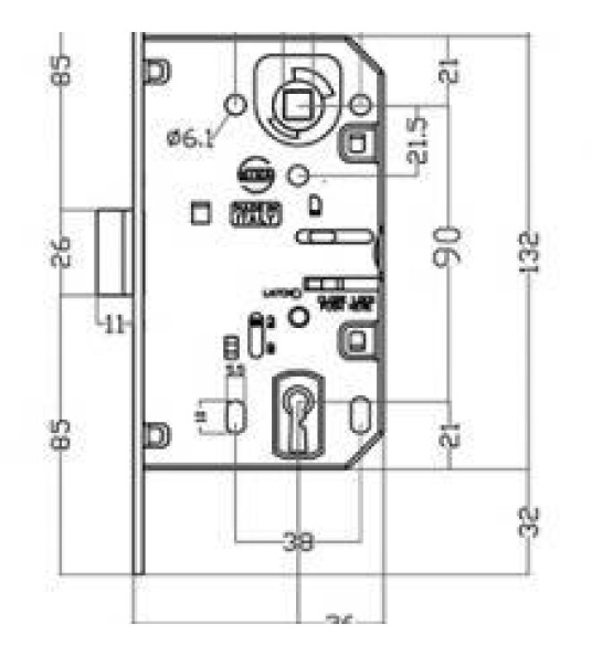 MORTICE LOCK 50MM LATCH ONLY LOCKABLE