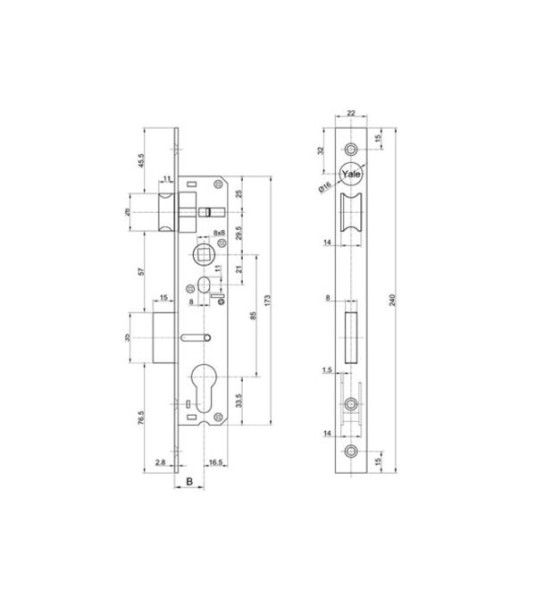 YALE MORTICE LOCK B30MM C85MM