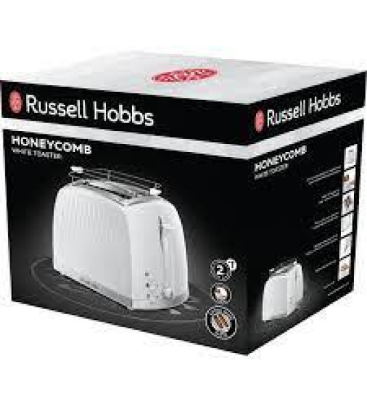TOASTER 2-SLICE WHITE HONEYCOMB RUSSELL HOBBS