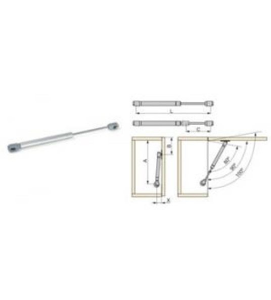 PISTON FOR FURNITURE DOOR 100N 24.8CM