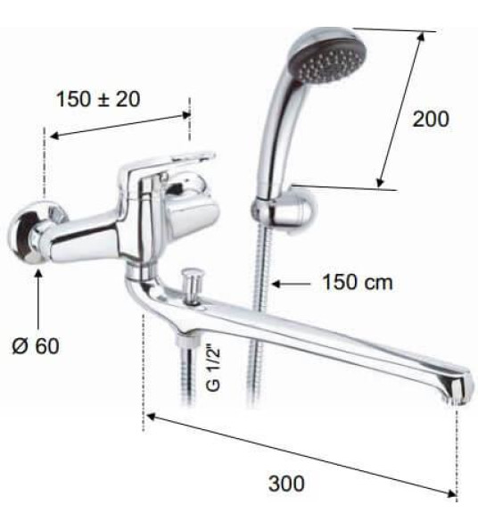 REMER MIXER REMIX 30CM SPOUT & SHOWER