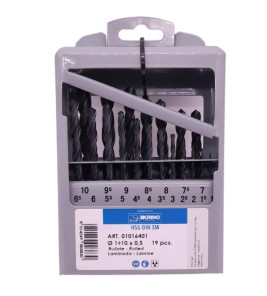 HSS DRILL BITS 19PC 1-10MM STEEL BOX KRINO