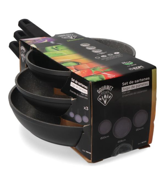 SET OF 3 FRYING PANS 20-24-28CM PROFESSIONAL