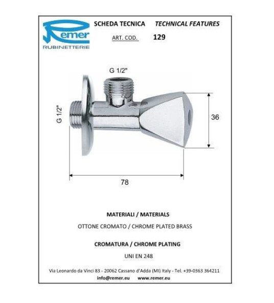ANGLE VALVE 1/2`` X1/2``  TRIANGLE