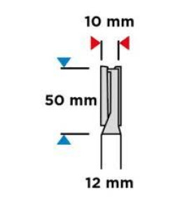 STRAIGHT ROUTER BIT 12MM SHAFT 10X50MM