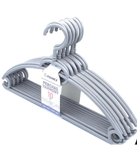 PLASTIC CLOTHES HANGERS 10PC HARMONY