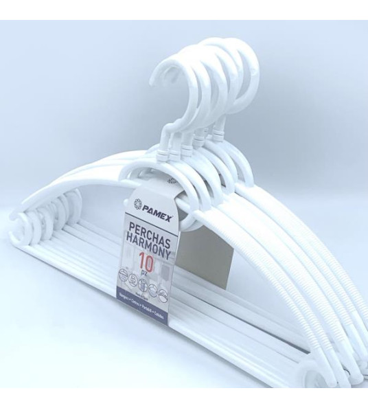 PLASTIC CLOTHES HANGERS 10PC HARMONY