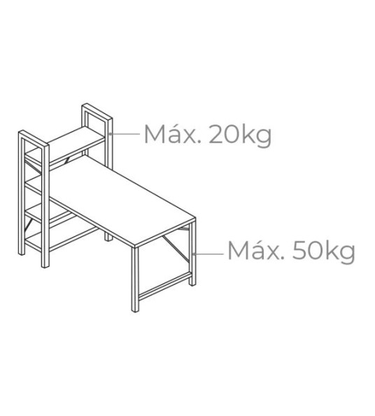 WOODEN DESK WITH SHELVES 121X120X64CM
