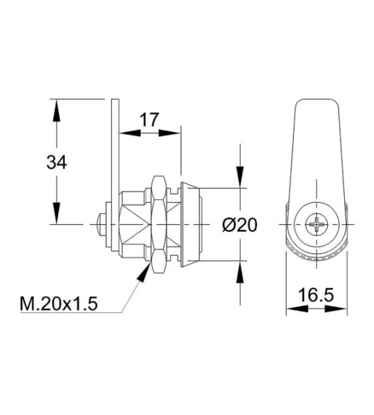 CAM LOCK 111 SHORT STAINLESS STEEL