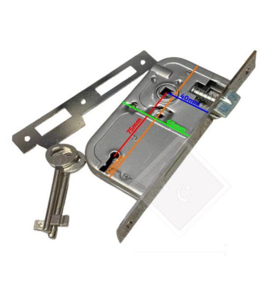 MORTICE LOCK 40X75MM
