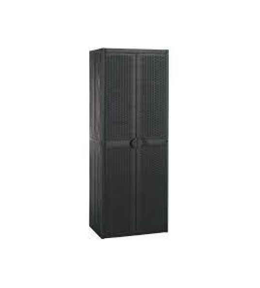 CABINET 4-SHELVES BROWN PVC RATTAN LOOK