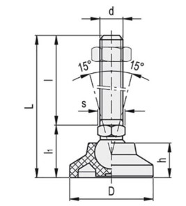LEVELLING FOOT TILTING Ø40MM M10X98