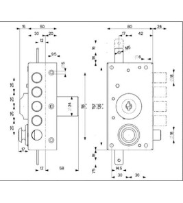 MOTTURA LOCK 418VS LEFT HAND DOUBLE CYLINDER