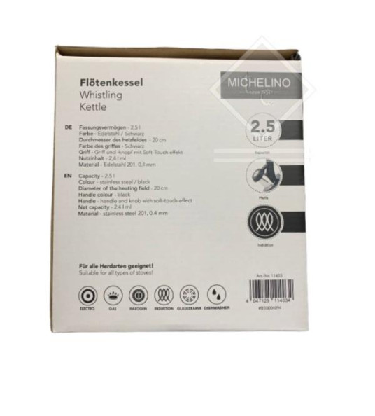 WHISTLING KETTLE 2.5L BLACK MICHELINO