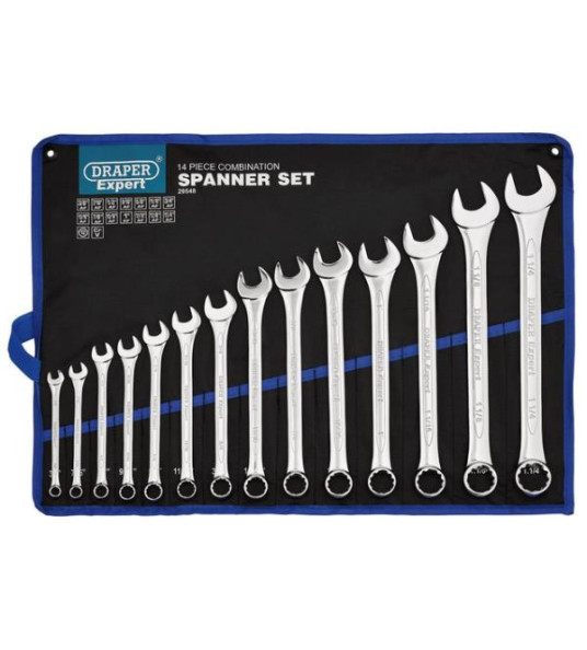 DRAPER 14PC AF COMBINATION SPANNERS 3/8``-1 1/4``