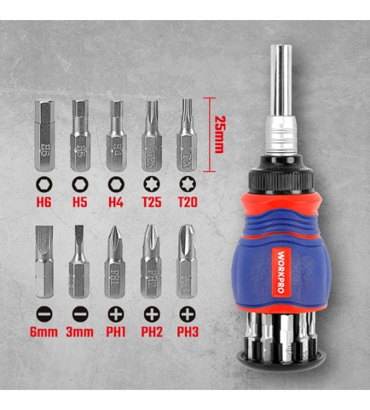 11PC RATCHET SCREWDRIVER & BIT SET