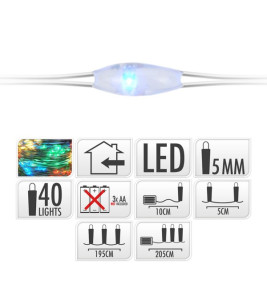 BATTERY STRING LIGHTS COLOUR 40-LED 195CM