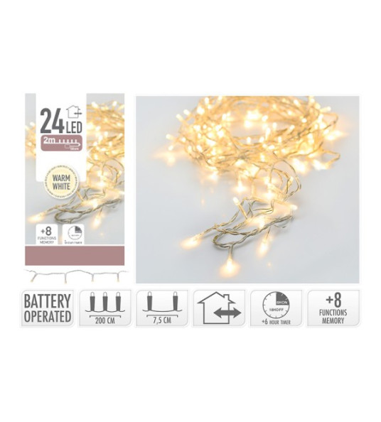 BATTERY FAIRY LIGHTS TRANSP WARM 24-LED 230CM BATTERY FAIRY LIGHTS TRANSP WARM 24-LED 230CM