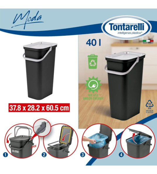 REFUSE BIN MODA 40L GRAFITE
