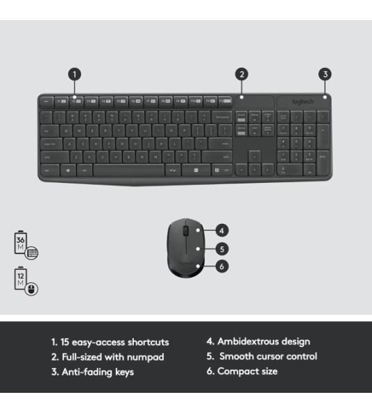 LOGITECH MK235 WIRELESS KEYBOARD & MOUSE COMBO