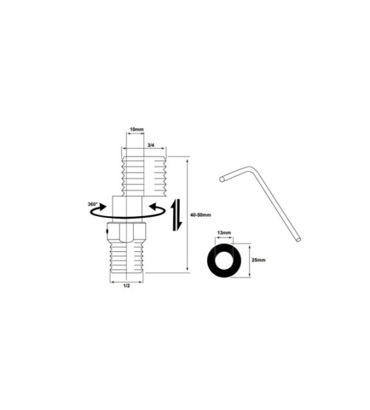 EXTENDIBLE ECCENTRIC CONNECTORS 50MM