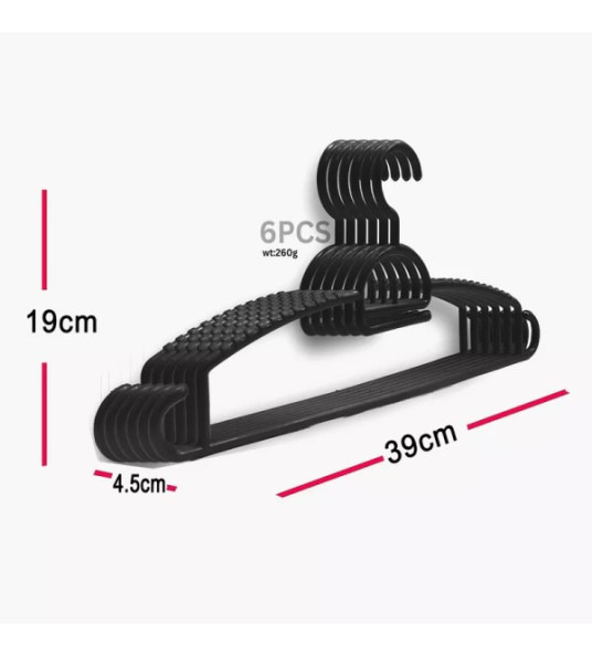 PLASTIC CLOTHES HANGERS 6PC 4748