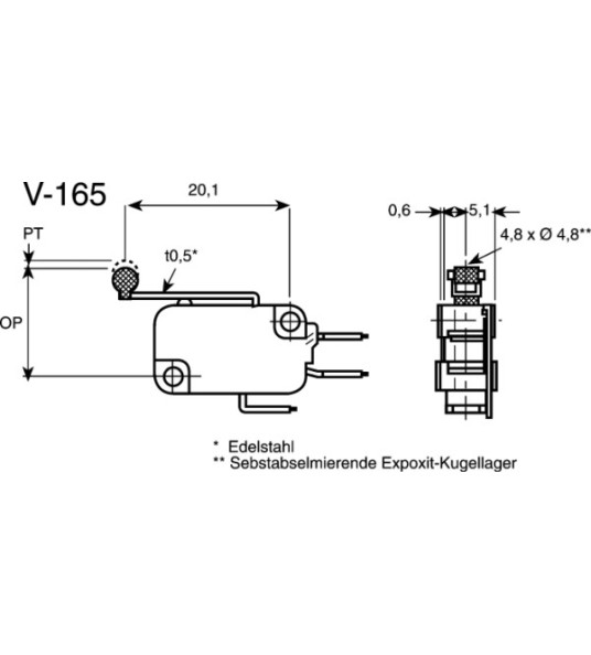 SHORT LEVER ROLLER MICROSWITCH
