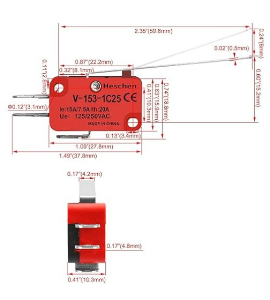 LONG LEVER MICROSWITCH 16A 250VAC