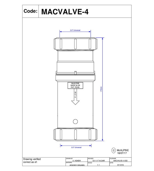 MCALPINE 2`` UNIVERSAL NON-RETURN VALVE