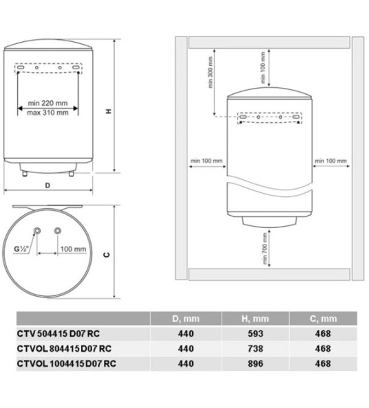 TESY SIMPATEco 50L WATER HEATER CTV504415D07RC