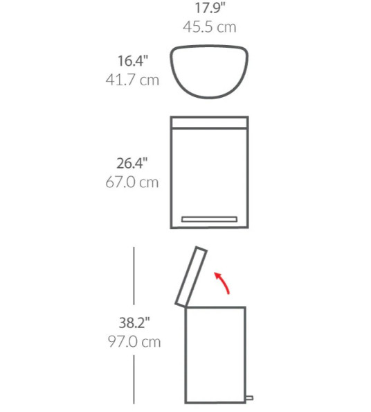 BRUSHED STEEL PEDAL BIN 60L CW2029 SIMPLEHUMAN