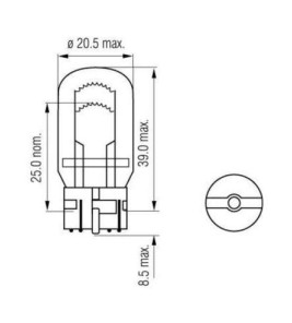 WEDGE LAMP 12V 21W T20 AMBER