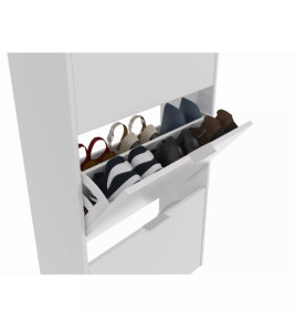 MELAMINE SHOE RACK 3-TIER WHITE 60X22X113CM