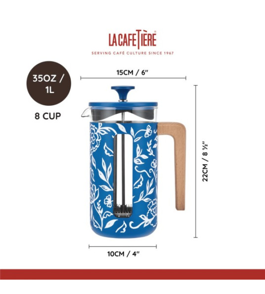 FRENCH COFFEE PRESS 1L PISA BLU FIORATO