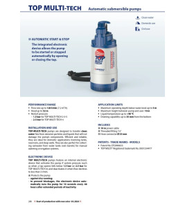 SUBMERSIBLE PRESSURE PUMP TOP MULTI-TECH 4 PEDROLLO