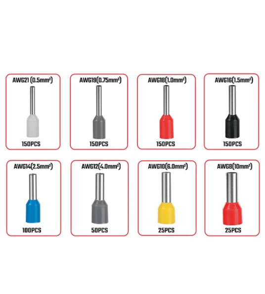 BOOTLACE FERRULE 800PC ASSORTMENT