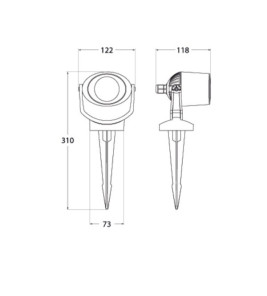 LIGHT FITTING IP66 1XGU10 SPIKE MINITOMMY BLACK