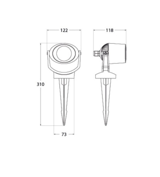LIGHT FITTING IP66 1XGU10 SPIKE MINITOMMY BLACK
