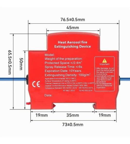 DIN RAIL FIRE EXTINGUISHING DEVICE
