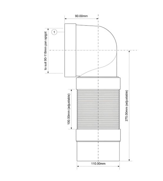 FLEX 90` WC CONNECTOR WC-CON9F