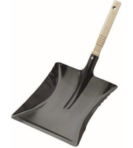 STEEL DUST PAN WITH WOODEN HANDLE