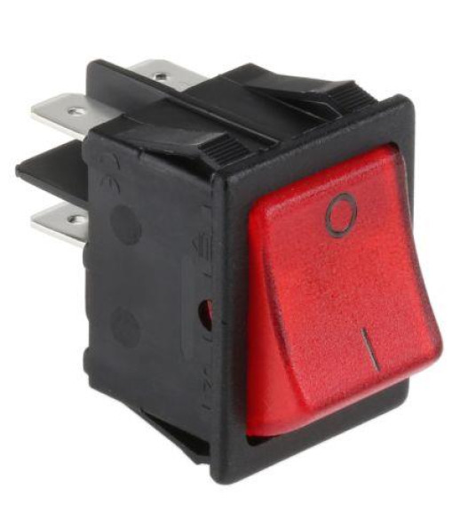 ROCKER SWITCH RED 2P 16A ON-OFF