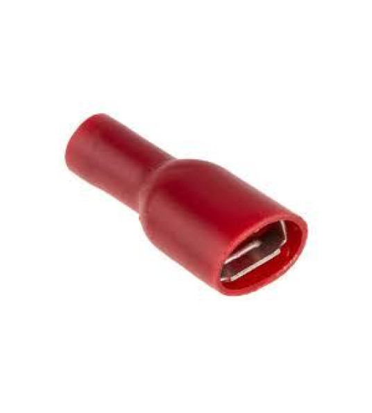 FEMALE SPADE TERMINAL 6.3MM RED FULLY INS