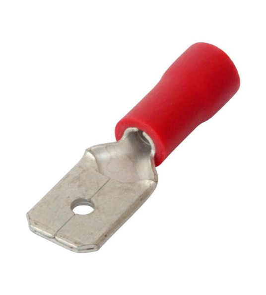 MALE SPADE TERMINAL 6.3MM RED