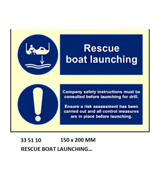 SIGN RESCUE BOAT LAUNCHING 150X200MM