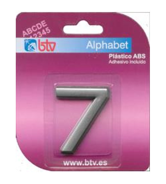 NUMBER 7 SILVER 40MM ABS BLISTER