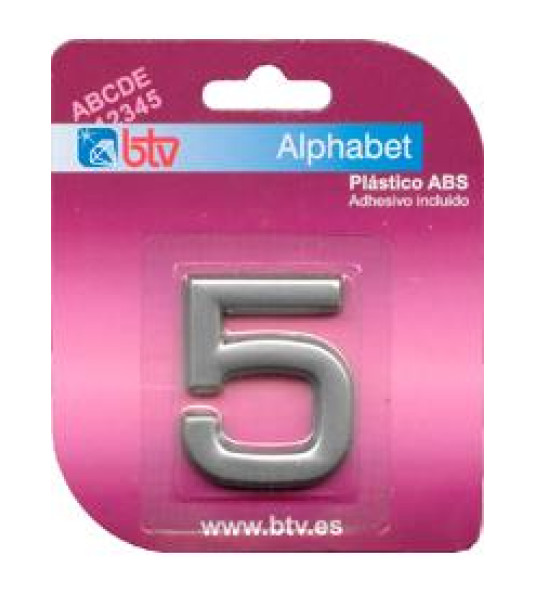 NUMBER 5 SILVER 40MM ABS BLISTER