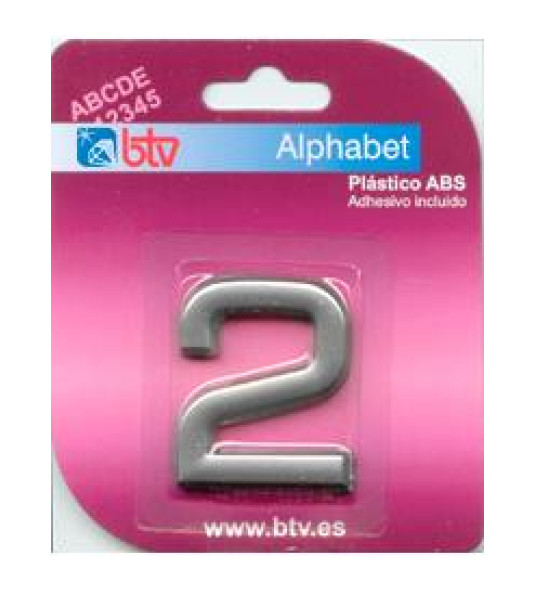 NUMBER 2 SILVER 40MM ABS BLISTER