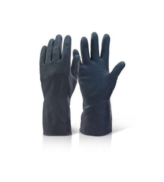 BLACK RUBBER GLOVES MEDIUM (8)
